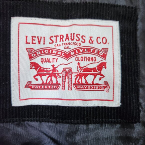 Levi Strauss Winter Jacket Women's XL Black Corduroy Puffer Coat Full Zip - Picture 4 of 12